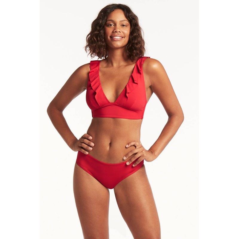 Essential Frill Bikini Top In Red – Sea Level