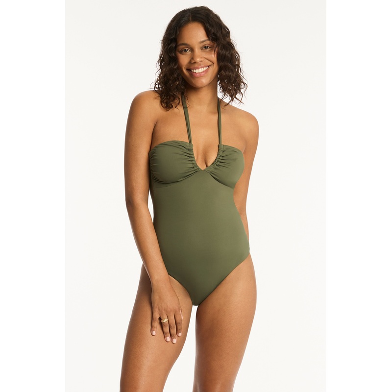 Essential Halter Swimsuit In Khaki – Sea Level