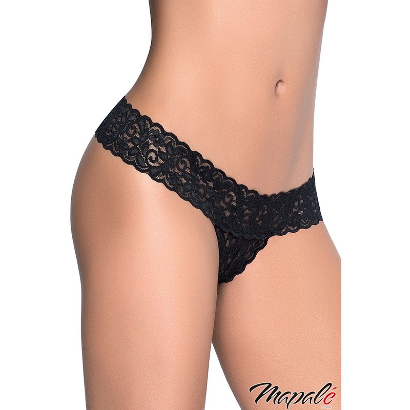 Low Rise Open Lace Thong In Black – Mapale
