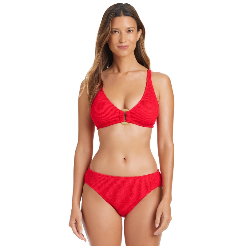Pucker Up Over The Shoulder Bikini Top In Red – Bleu