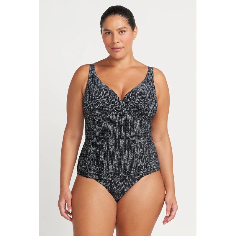Zig Zag Tankini Top In Black – ArteSands