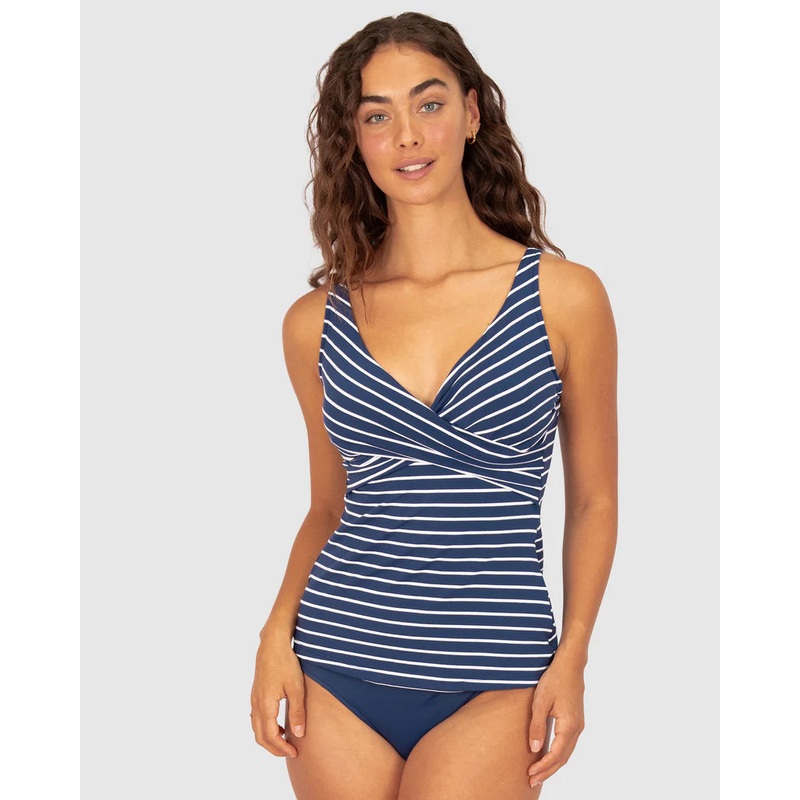 All Aboard D-E Wrap Singlet Top In Indigo – Baku
