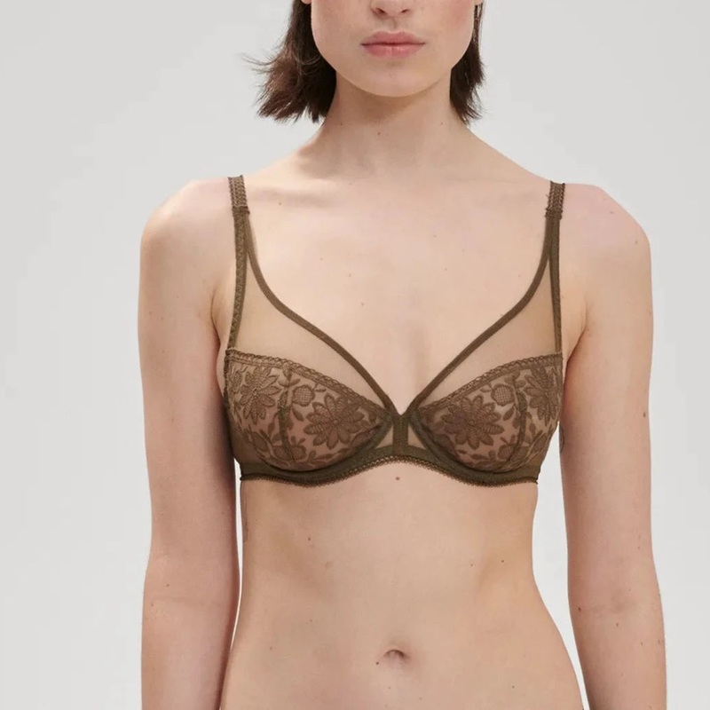 Amazone Plunging Underwired Bra In Nomad Green – Simone Perele