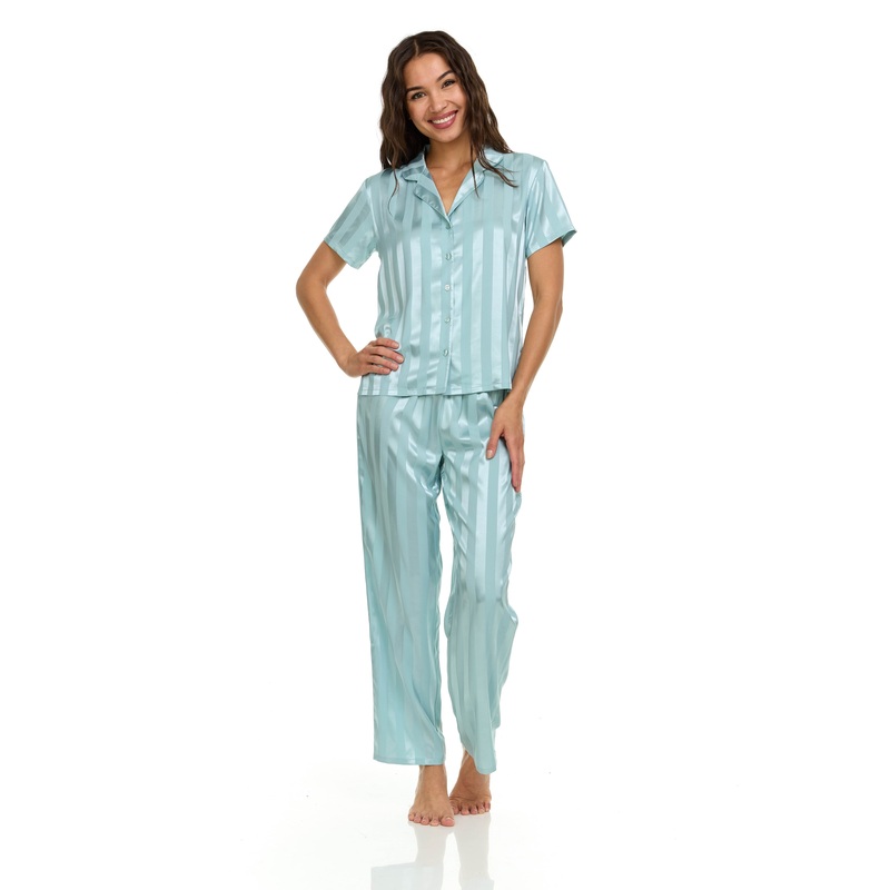 Angela PJ Set In Frosted Teal – Flora Nikrooz