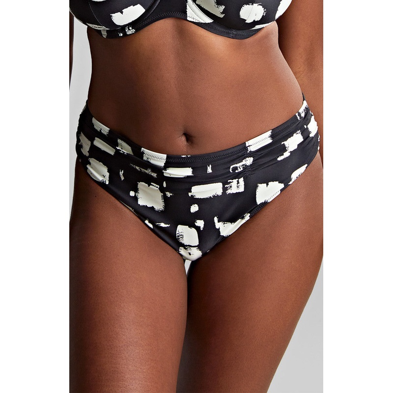 Black Sand Midi Gather Brief In Black Sand Print – Panache