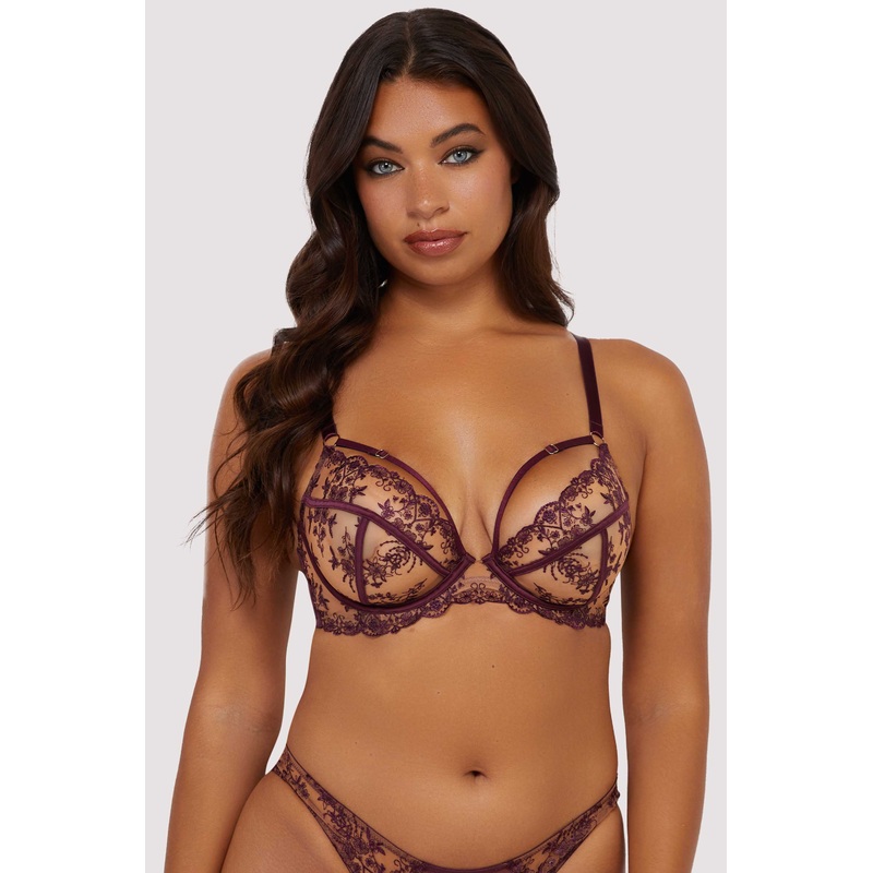 Cassia Custom Embroidery Bra In Wine – Playful Promises