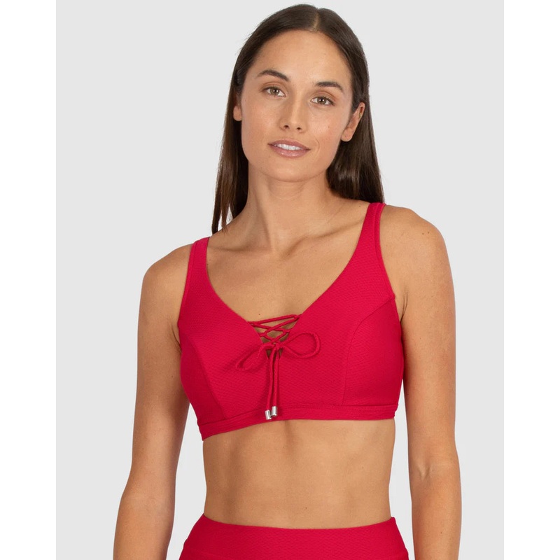 Rococco Lace Up Bikini Top In Cherry – Baku