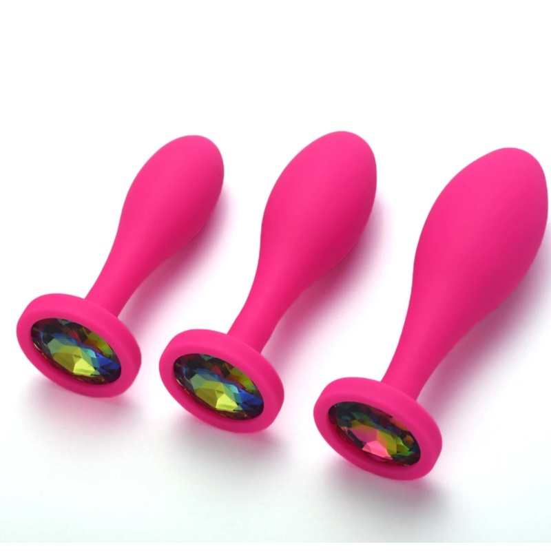 Slim Pink Silicone Plug Set In Rainbow – Pink Elephant