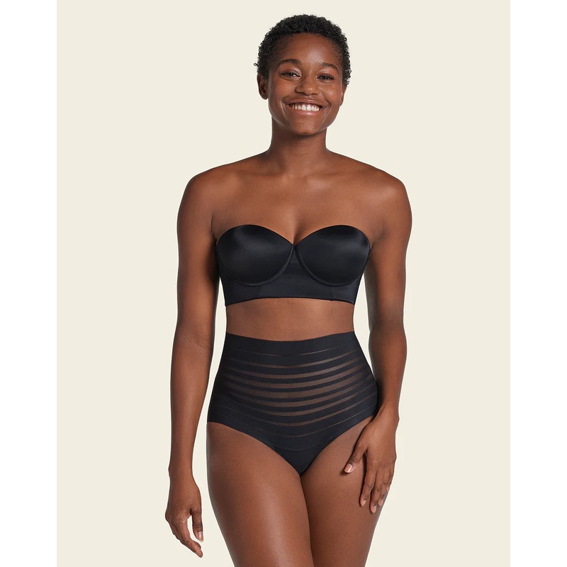Slimming Lace Stripe High-Waisted Thong Panty In Black – Leonisa