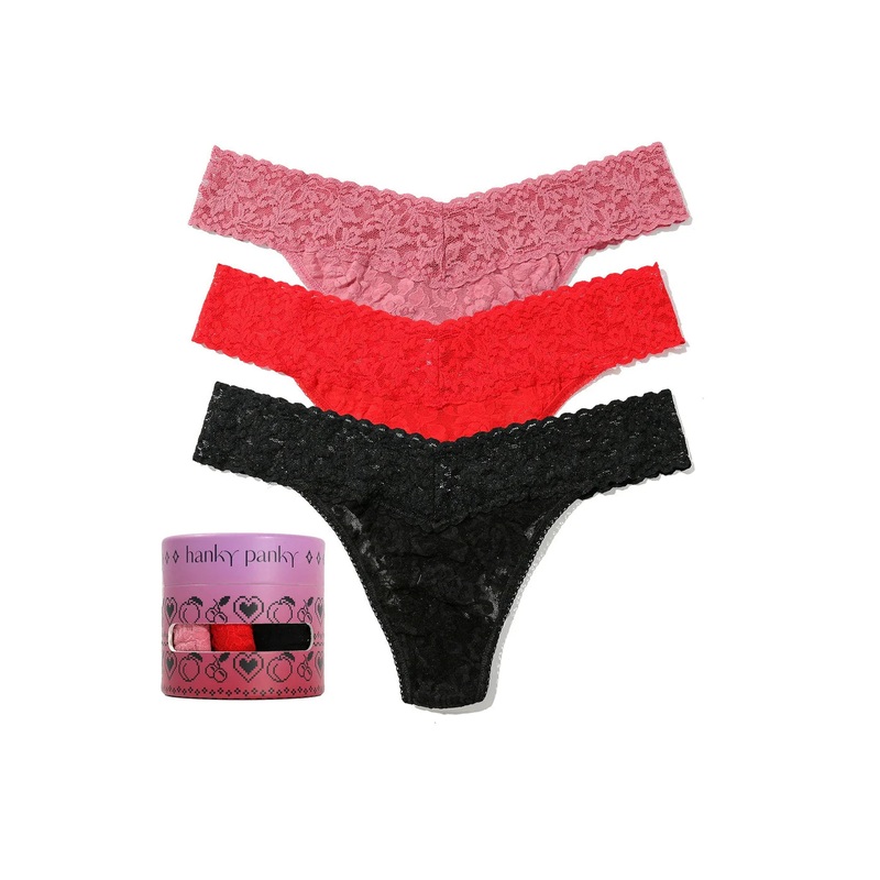 3 Original Rise Thongs In Pink, Red & Black – Hanky Panky
