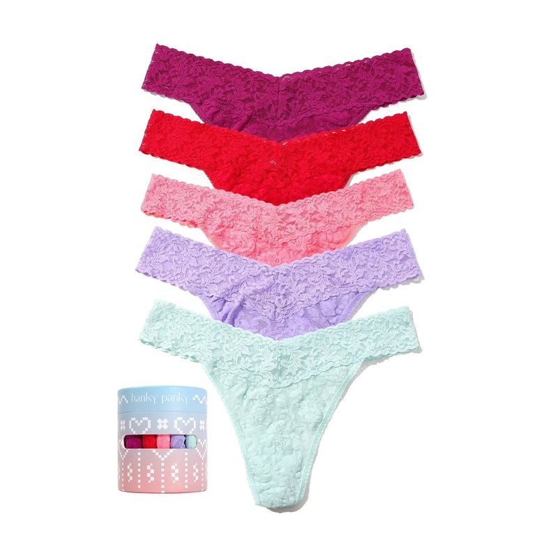 5 Original Rise Thongs In Pink, Strawberry, Peach, Hyacinth & Crystal Blue – Hanky Panky