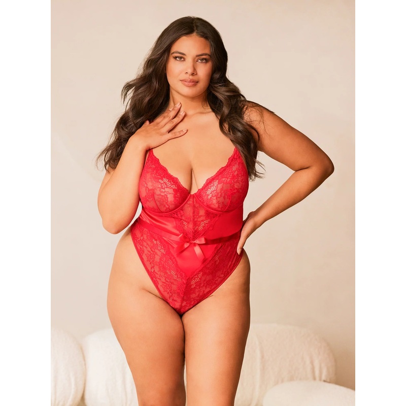 Hailey Lace Teddy In Red – Oh La La Cheri