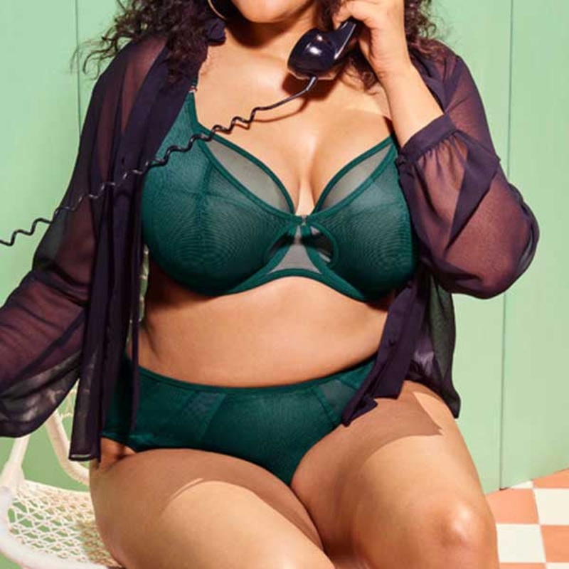 Kintai Underwired Plunge Bra In Deep Teal – Elomi