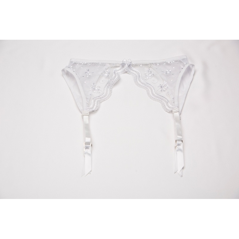 Scalloped Embroidery Garter Belt In White – Shirley Of Hollywood
