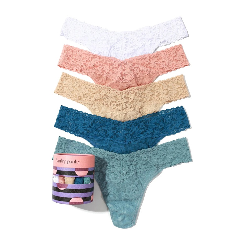 5 Original Rise Thong In Ivory, Rose, Cappuccino, Armor & Blue – Hanky Panky