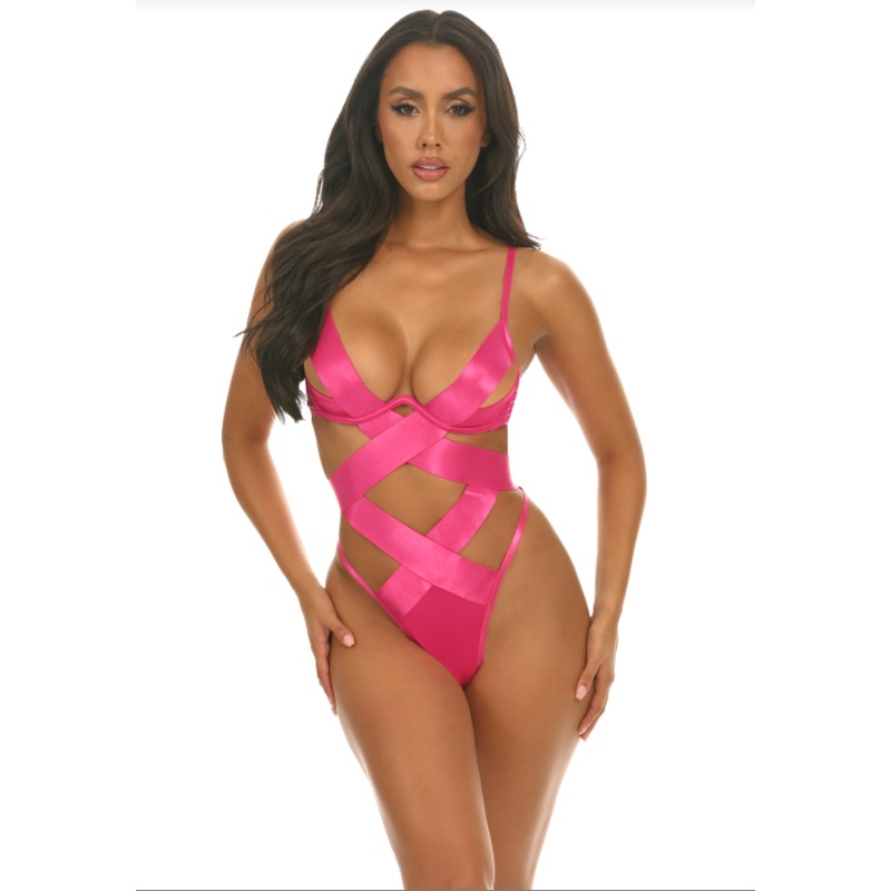 Lace Unlined Underwire Teddy In Pink Tulle – Oh La La Cheri