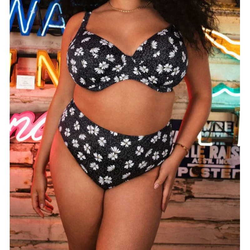 Plain Sailing Bikini Brief In Black Daisy – Elomi