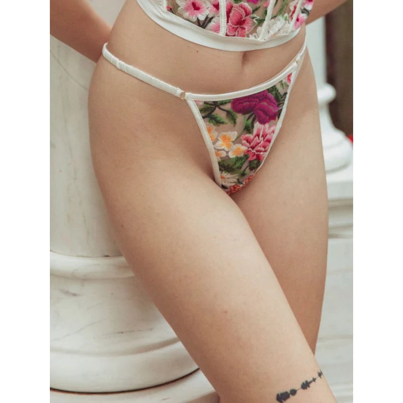 Embroidery G-String In Multicolor Cotton Floral – Kilo Brava