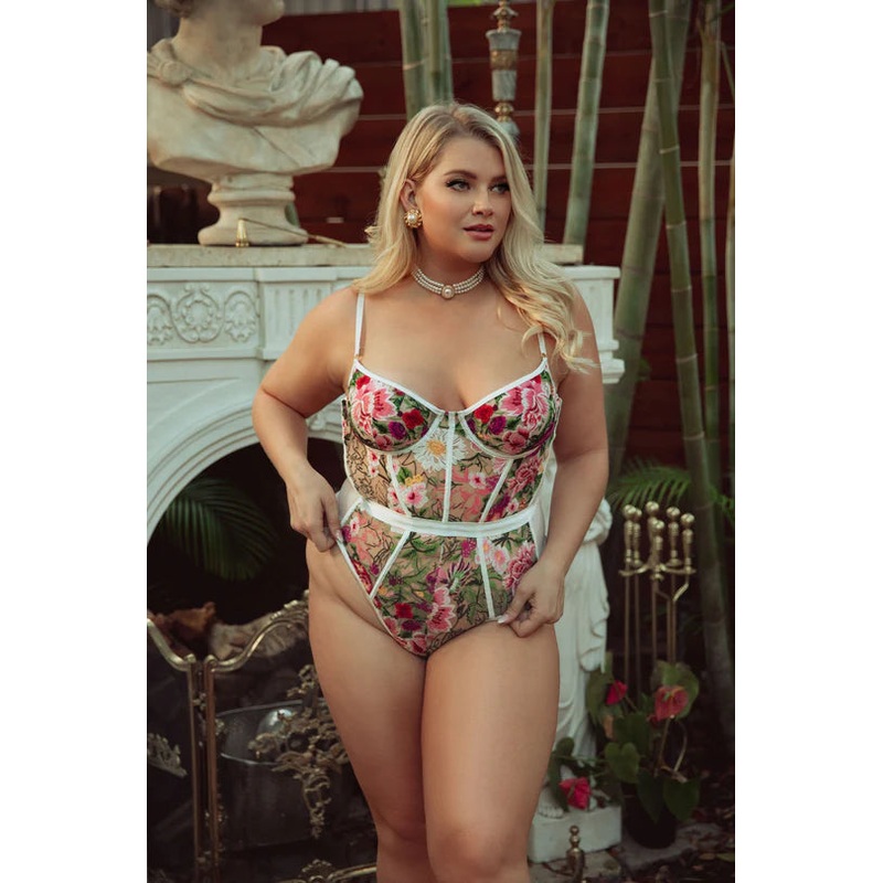 Embroidery Underwire Bodysuit In Multicolor Cotton Floral – Kilo Brava