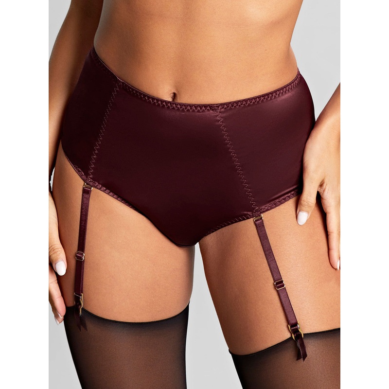 Grace Suspender Brief In Bordeaux Red – Panache