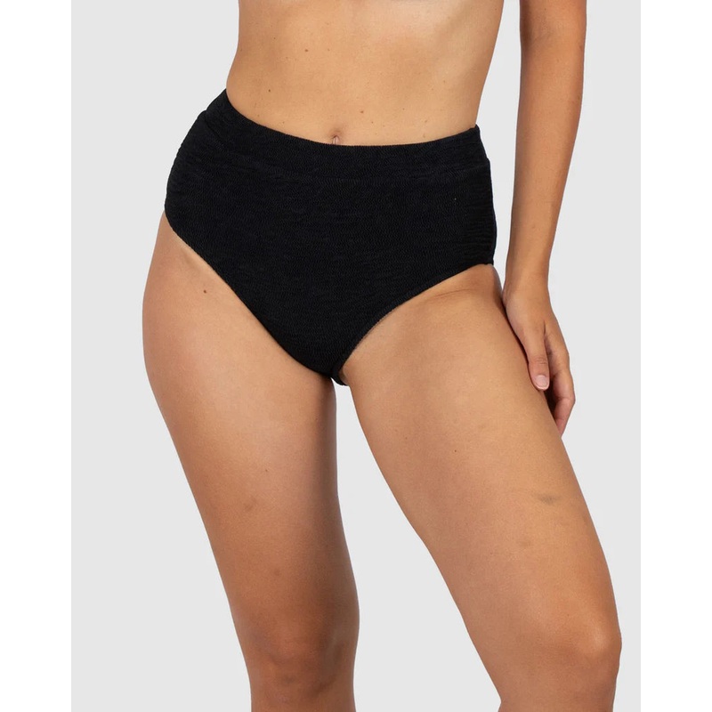 Ibiza Banded Coverage Bikini Bottom In Black – Baku