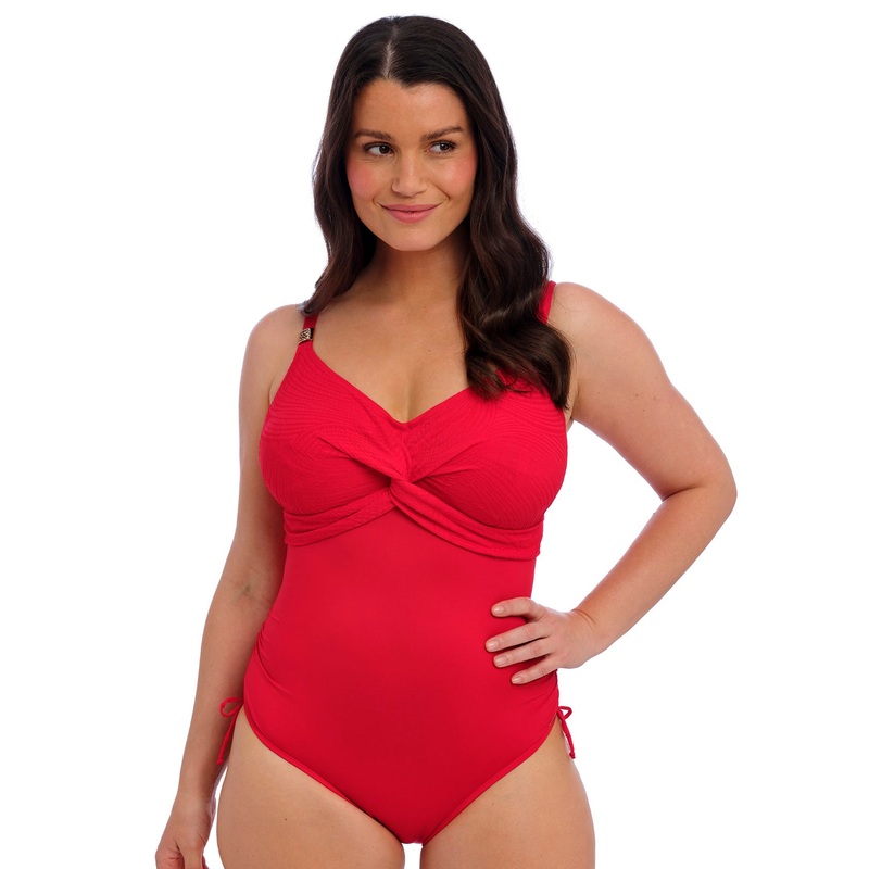 Ottawa UW Twist Front Swimsuit With Adjustable Leg In Radiant Red – Fantasie