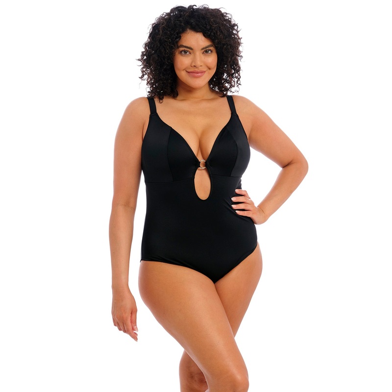 Plain Sailing Non Wired Plunge Swimsuit In Black – Elomi