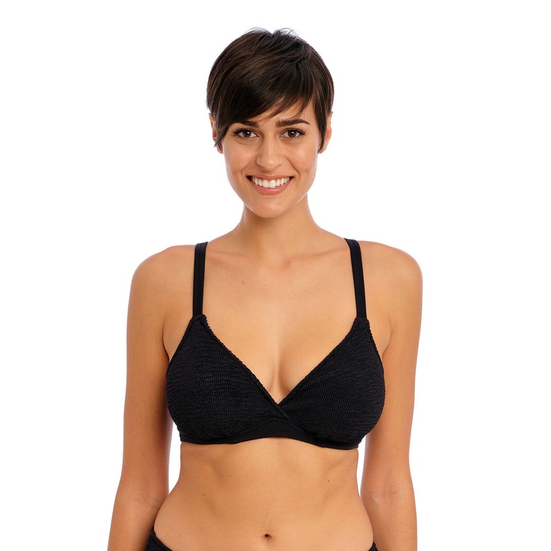Ibiza Waves Underwired Plunge Bikini Top In Black – Freya