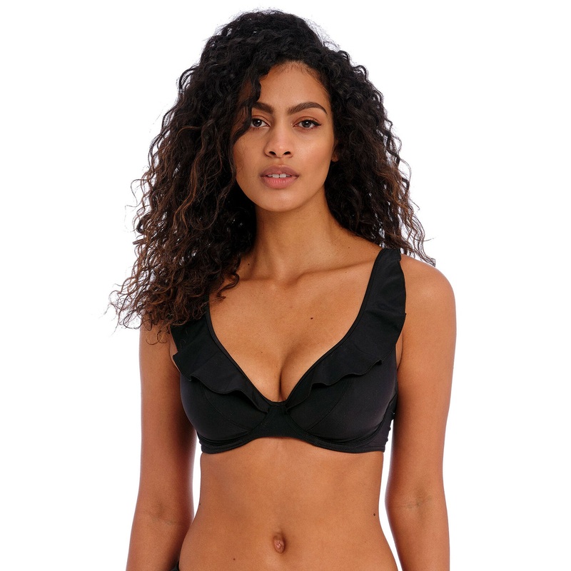 Jewel Cove High Apex Bikini Top In Black – Freya