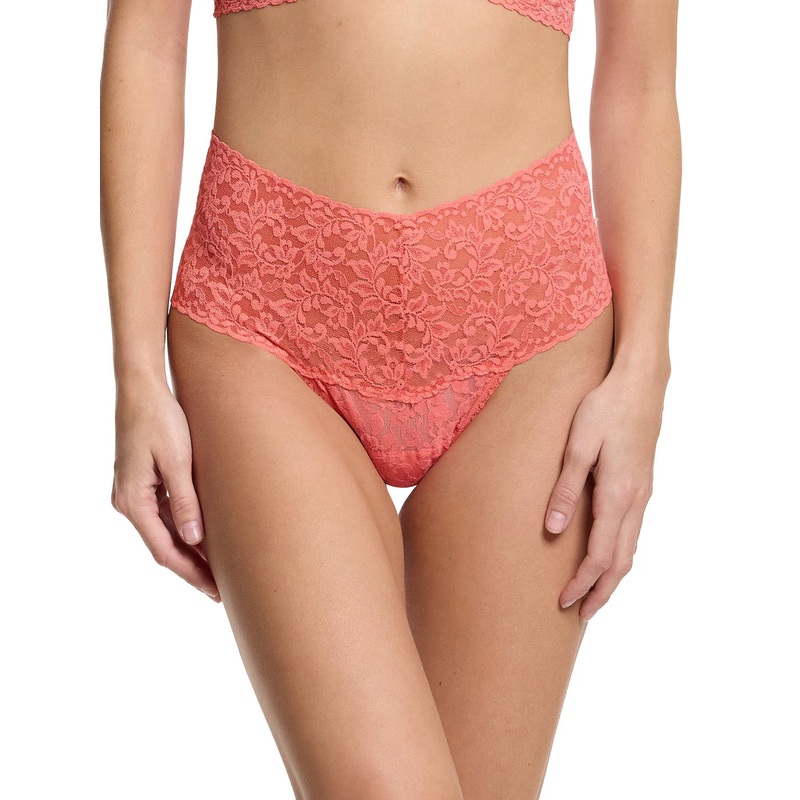 Retro Signature Lace Thong In Courageous Coral – Hanky Panky
