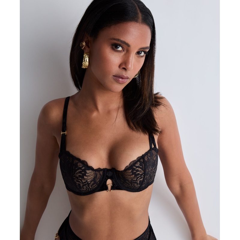 The Night Before Underwired Half-Cup Bra In Black Bird – Aubade