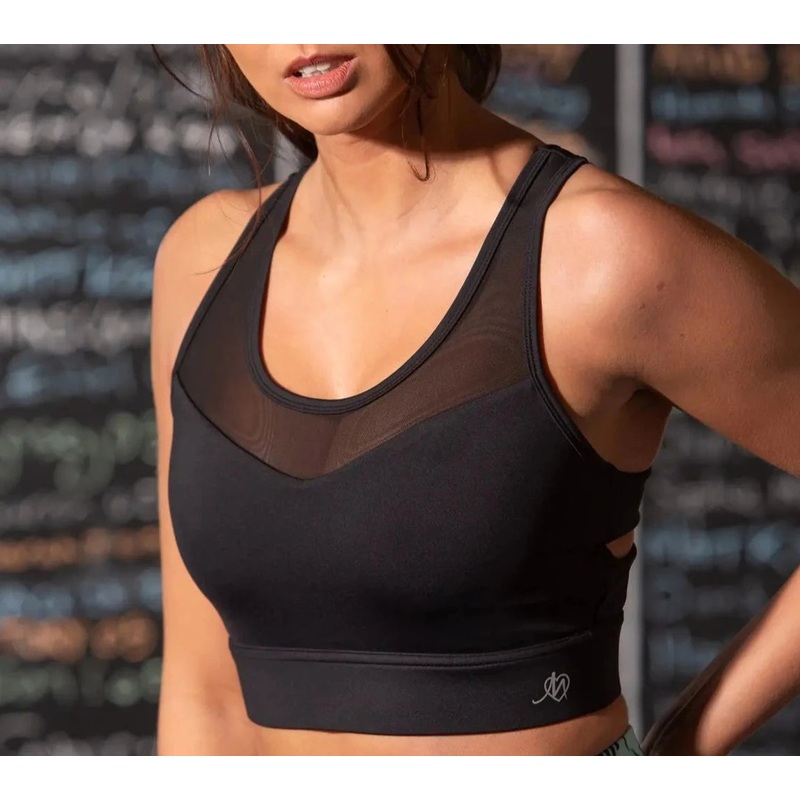 Energy Mesh Insert Crop Top Bra In Black – Pour Moi