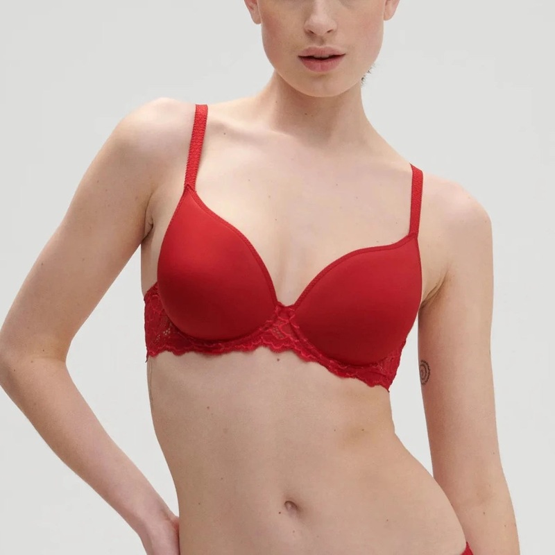 Caresse 3D Spacer Plunge Bra In Rouge Tango – Simone Perele