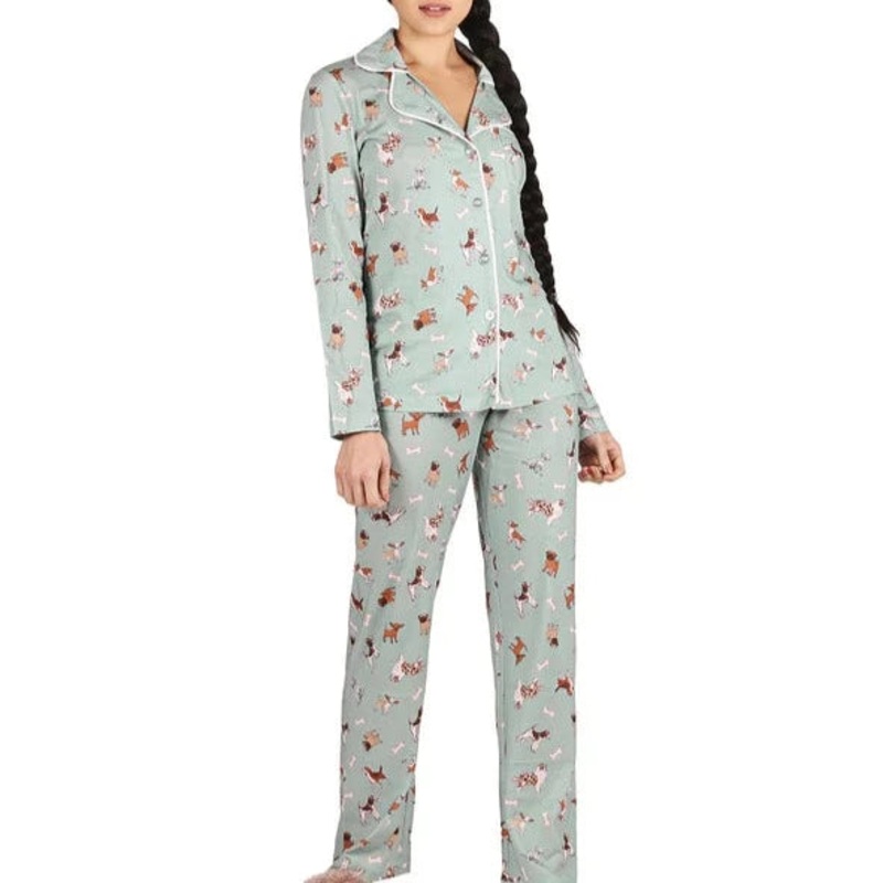 Dog and Bone Notch Collar PJ Set In Dusty Teal – MeMoi