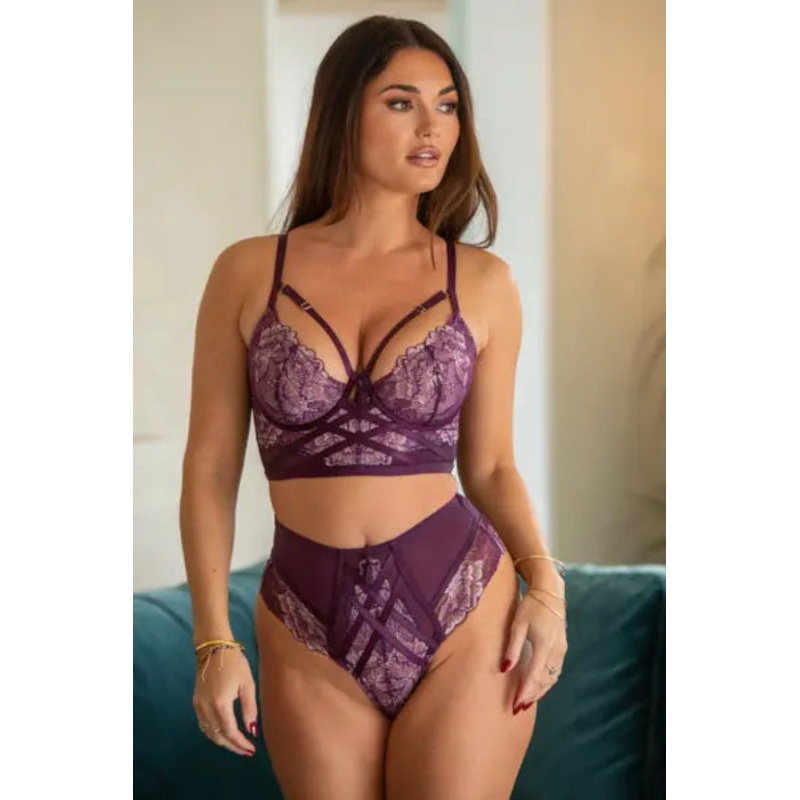 After Hours Padded Longline Bra In Blackberry & Pink – Pour Moi