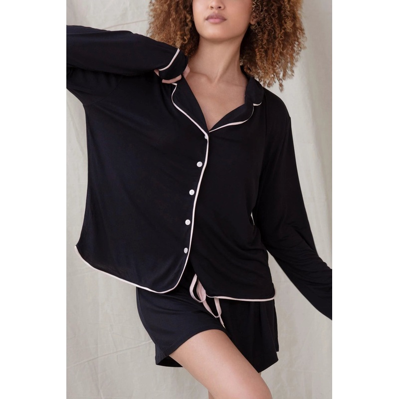 All American Jersey Shortie Set In Black  – Honeydew Intimates