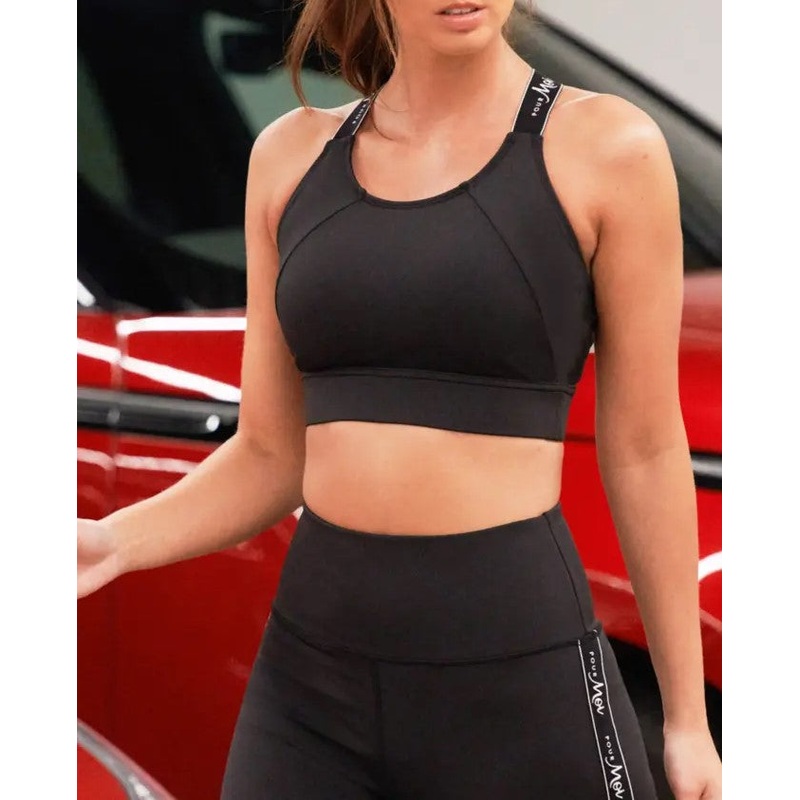 Energy Logo Elastic Crop Top Bra In Black & White – Pour Moi