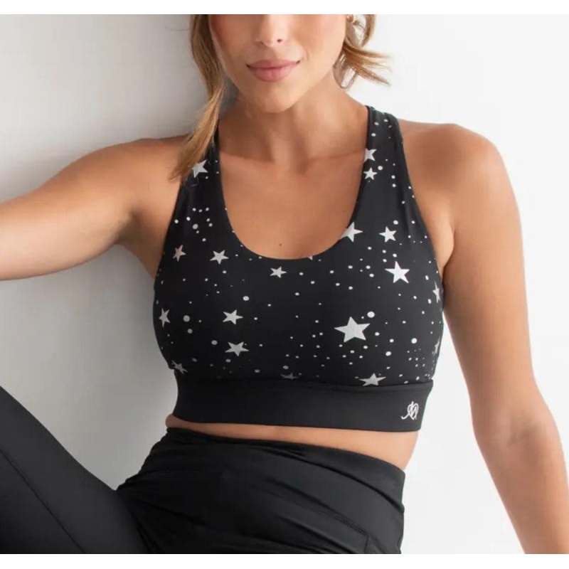 Energy Star Foil Crop Top In Black – Pour Moi