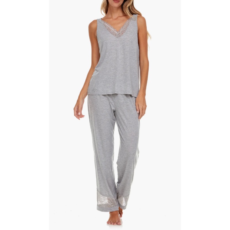 Franny Pant Set In Heather Grey – Flora Nikrooz