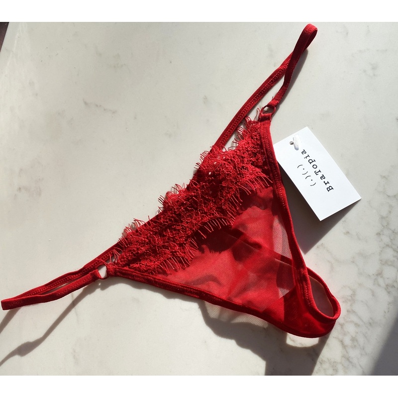 Provence Eyelash Lace Thong In Red- Oh La La Cheri