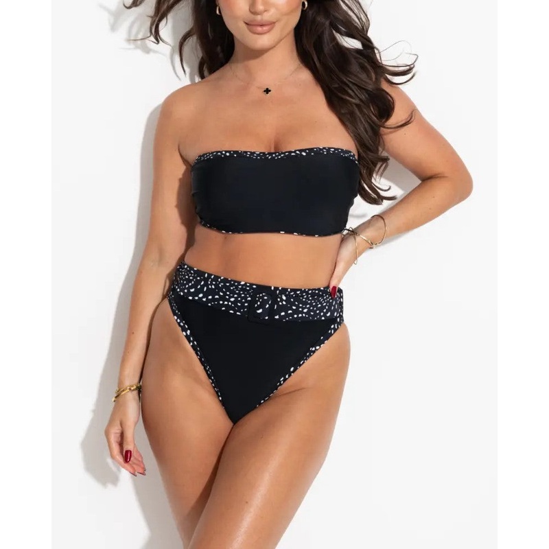 Rhodes Srapless Underwired Bikini Top In Black & White – Pour Moi