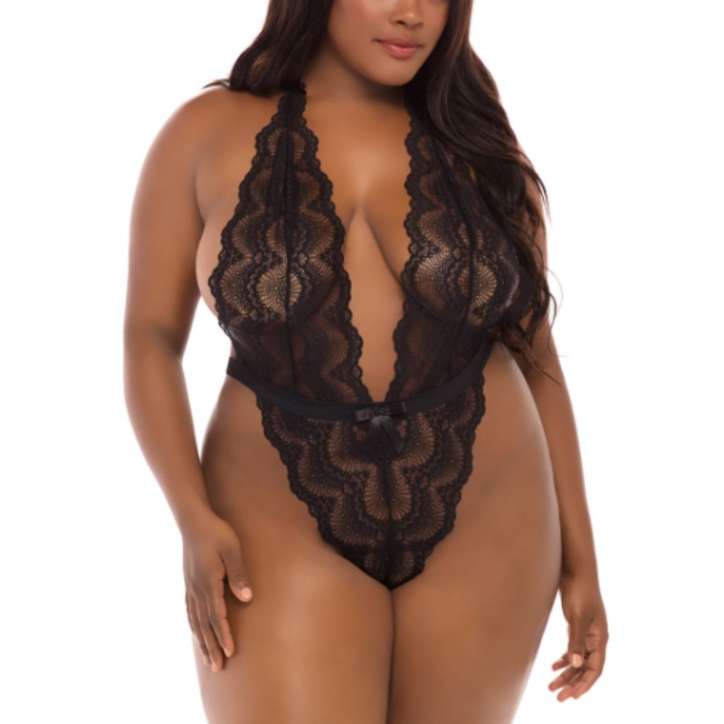 Alessa Boxed High Leg Lace Teddy In Black – Oh La La Cheri
