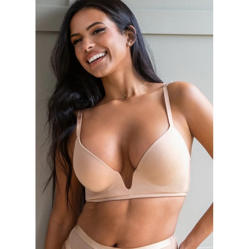Definitions Plunge Push Up Low Back Multi Bra In Sand – Pour Moi
