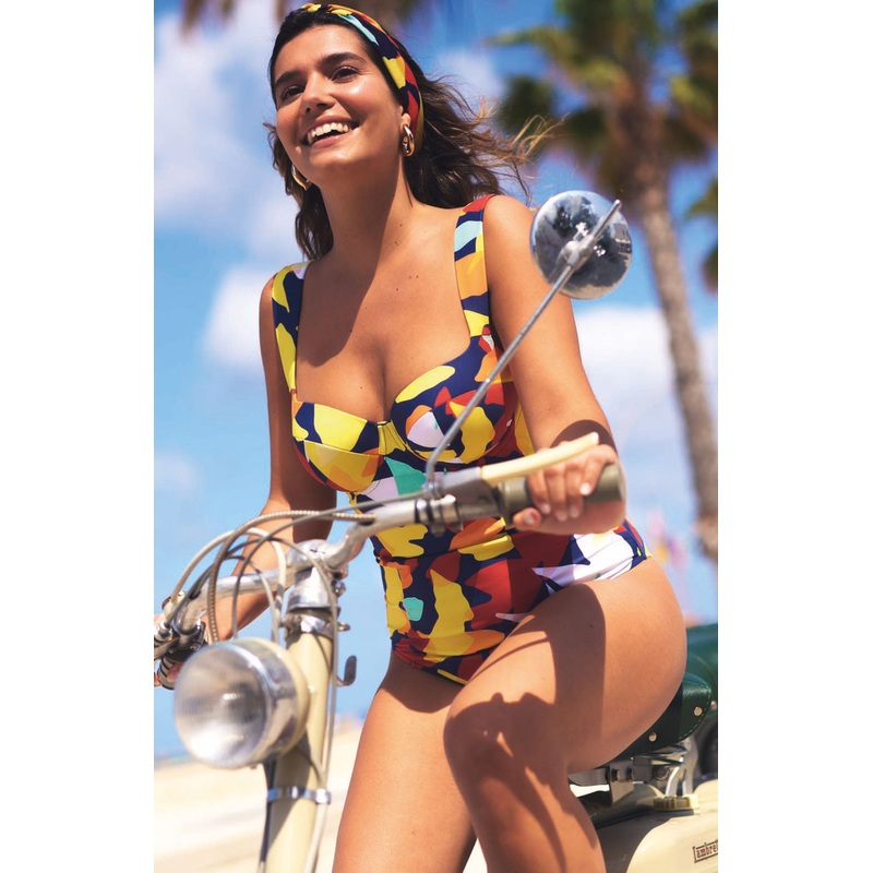 Monica Balcony Wide Strap Swimsuit In Puglia Print – Panache