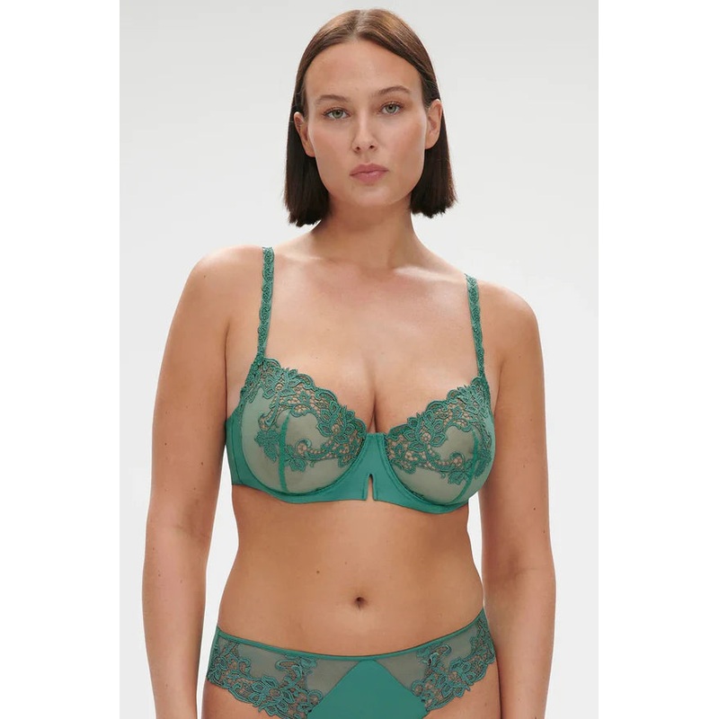 Saga Embroidered Half Cup In Garden Green- Simone Perele