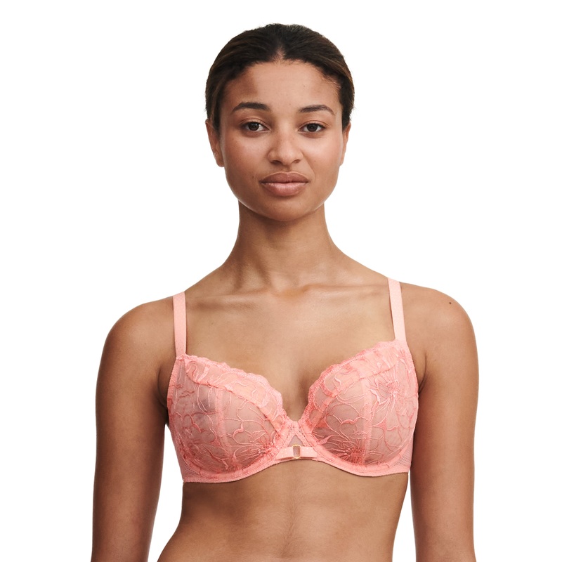 Fleurs Lace Unlined Plunge Bra In Candlelight Peach – Chantelle