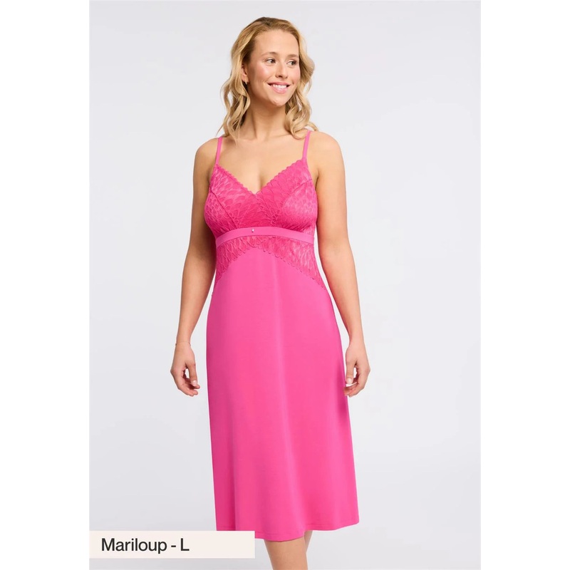 Modal Bust Support Midi Chemise In Watermelon – Montelle