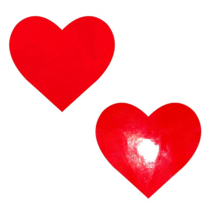 Vixen Plus Size Wet Vinyl Heart Nipple Cover Pasties In Red – Neva Nude