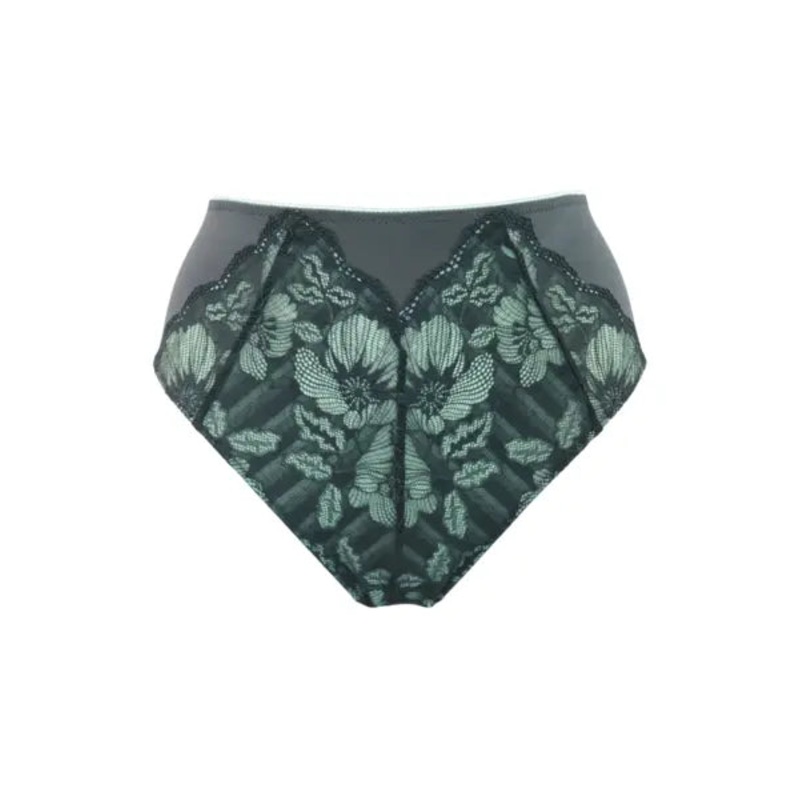 Atelier Lace High Waist Deep Brief  In Slate & Mint – Pour Moi