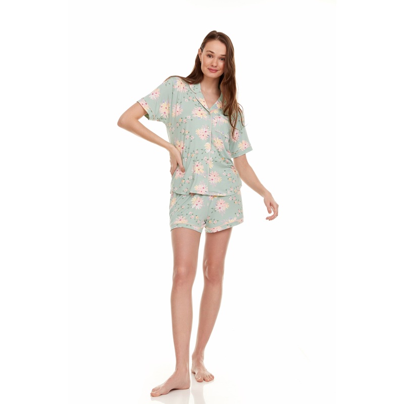 Gabriella Notch Short Set In Sage – Flora Nikrooz